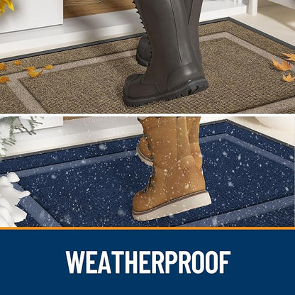 OLANLY Front Door Mat Indoor Outdoor Entrance, Waterproof All-Season, All-Weather Doormat, Sturdy Natural Rubber, Fade Resistant, Low Profile, Easy Clean Patio Porch Entryway Mat, 71x23, Green