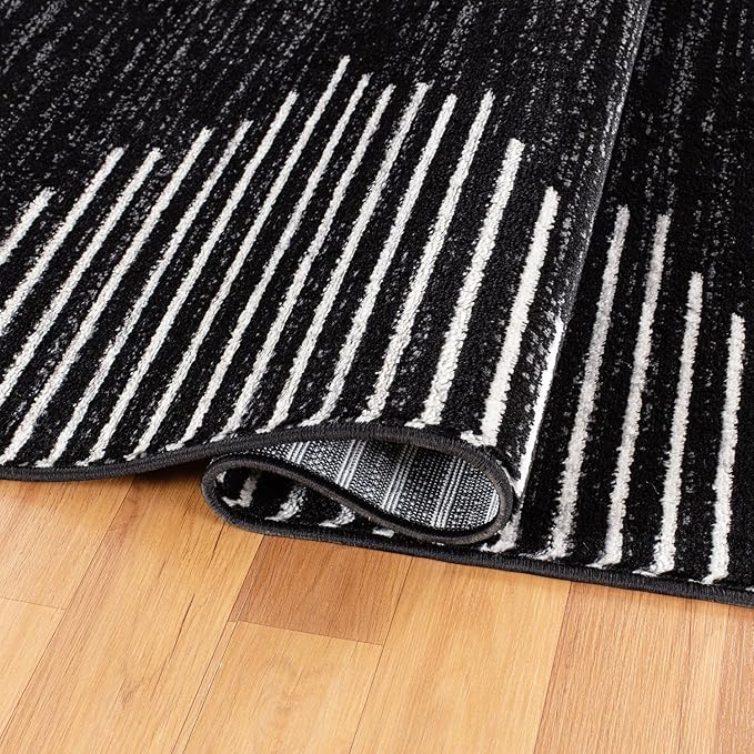 Rugshop Bohemian Stripe Stain Resistant High Traffic Living Room Kitchen Bedroom Dining Home Office Area Rug 5' x 7' Black