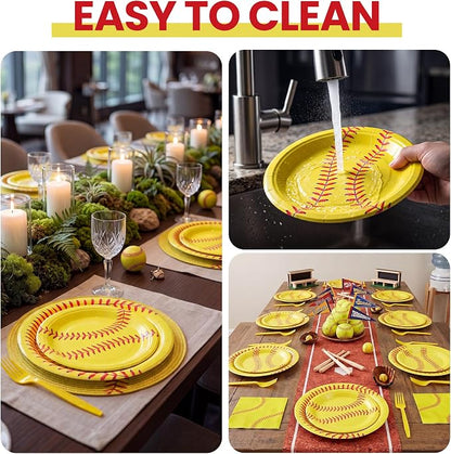 100 Pcs Disposable Softball Party Tableware Set