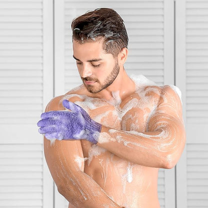 Evridwear Exfoliating Dual Texture Bath Gloves for Shower, Spa, Massage and Body Scrubs, Dead Skin Cell Remover, with Hanging Loop Heavy(5 Pairs Gift Set for Men and Women )