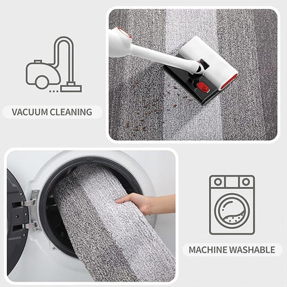 Kitinjoy Indoor Outdoor Door Mat, 71x47 Non-Slip Absorbent Dirt Trapper, Low-Profile Washable Inside Entrance Front Floor Mat, Sturdy Soft Entry Doormats for Entryway, Light Grey