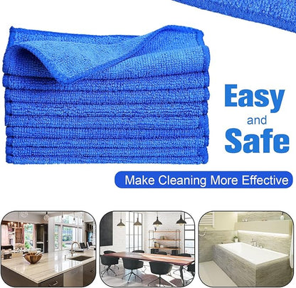 Tanlade Microfiber Cleaning Cloth 6"x6" Cleaning Rags Reasonable Kitchen Towels Microfiber Towels Cars Wash Dry Erase Cloth(Blue, 30 Pcs)