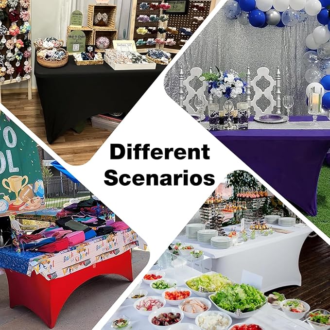Trlyc 1 Pack 6FT Spandex Table Cloth - 72 x 30 Inch Rectangular Stretch Tablecloth, Wrinkle Resistant Scretch Table Cover for Wedding, Party, Banquet, Picnic, Outdoor Decoration (1Pcs,Navy Blue)