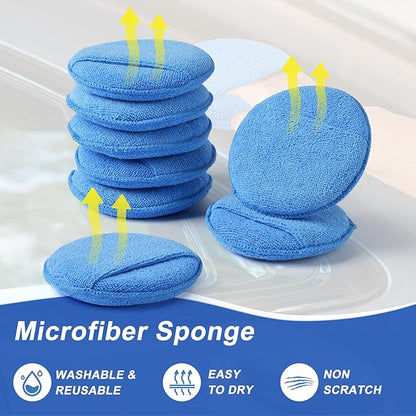 Wax Applicator Pad (8 Pack), 5 Inch Microfiber Applicator Pad with Finger Pocket, Washable Reusable Polishing Pads, Buffing Pads for Car Cleaning, Polishing and Detailing