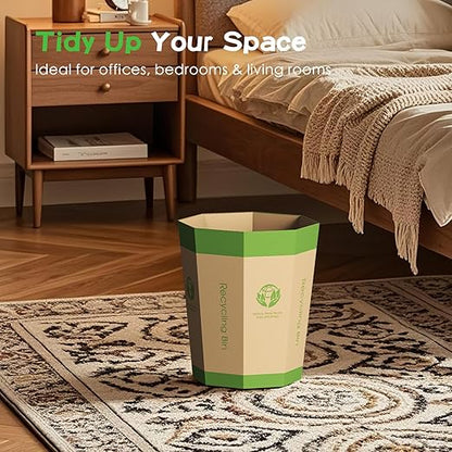 6-Pack Cardboard Trash Can – Foldable, Recyclable, Plastic-Free & Reusable Small Waste Paper Basket - Garbage Bin Perfect for Office, Bedrooms, Home, Events & Outdoor Activities (3.2 Gallon)