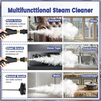 2500W Handheld Steam Cleaner,Portable Car Steamer For Auto Detailing,High-Temperature and Pressure Steam Cleaner For Home, Steam Cleaning Machine for Furniture,Kitchen,Grout,Floor,Tile (Gray)