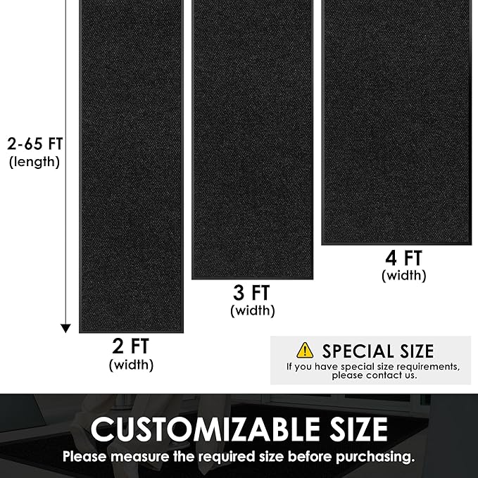 4′ x 59′ Front Door Mat Indoor Outdoor Entrance, Commercial Floor Mat Heavy Duty Dirt Trapper Entryway Doormat, Custom Size Non Slip Rubber Backing Welcome mat, Door Mat for High Traffic Area