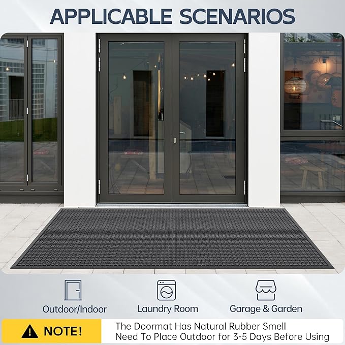Amyracel Front Door Mat Outdoor Indoor Entrance, 24"x48" All Season Weather Outside Door Mat, Heavy Duty Rubber Backing Doormat for Entryway, Floor Inside Back Door Mats Washable