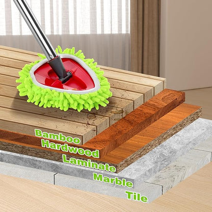 4 Pcs Spin Mop Heads Replacements & 1 Base Set for Ocedar Rinseclean 2-Tank System,Machine Washable Chenille Mop Replacement,Easy Cleaning for Bathroom,Kitchen,Tub