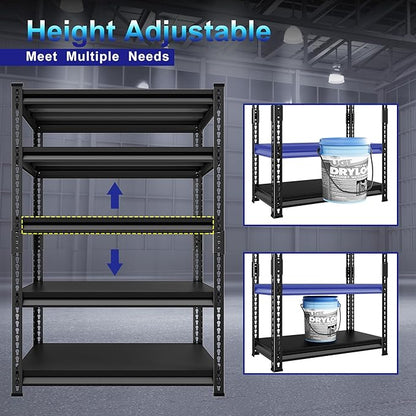 Adjustable Garage Storage Shelves, 48''W Garage Shelving Heavy Duty Loads 2500LBS, Metal Industrial Utility Shelf for Warehouse, Kitchen, Laundry Room,48" W x 18" D x 78" H,Black