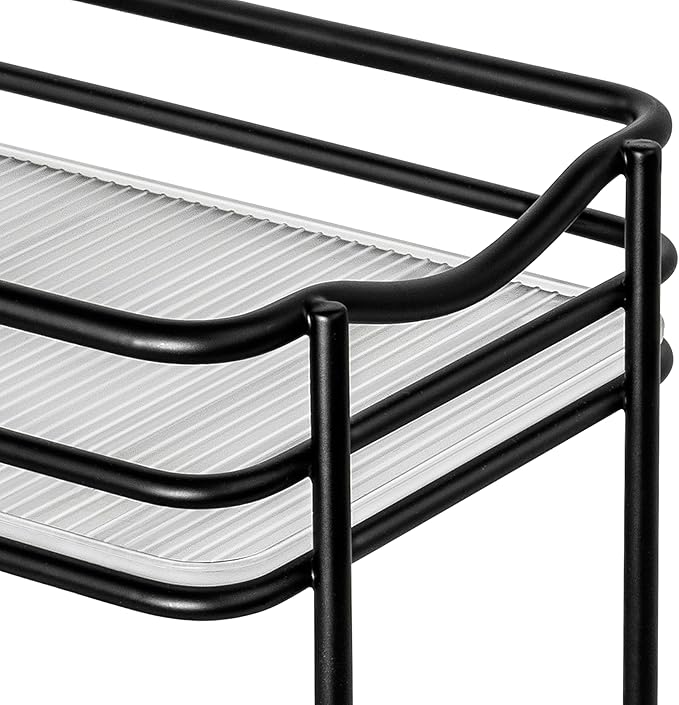 LYNK PROFESSIONAL® Pull Out Spice Rack Organizer for Inside Kitchen Cabinets - 4-1/4 inch Wide - Slide Out Drawer – Black Sliding Spice Cabinet Organization Shelf Racks - 2 Tier
