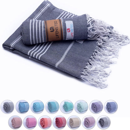 Oversized Sand Resistant Prewashed Turkish Cotton Quick Drying, Compact, Lightweight Beach, Bath, Pool, Gym, Yoga Towel - 40x71