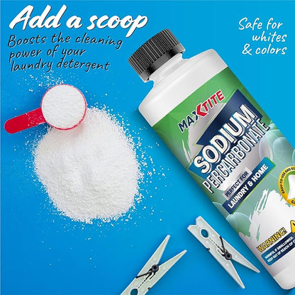 MAXTITE Sodium Percarbonate (40 lbs total, 10 lbs pails 4 Pack) 100% Pure Solid Hydrogen Peroxide/Oxygenated Bleach - Multi-Use Cleaner for Home & Laundry- HDPE w/Resealable Child Resistant Cap
