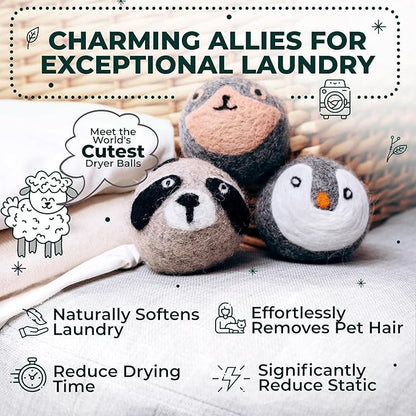 No More Dryer Sheets! Reusable Wool Dryer Balls XL 6-Pack - Reduces Static, Cuts Dry Time, & Softens Naturally