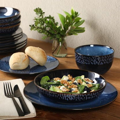 Gibson Elite Matisse 16-Piece Dinnerware Set – Double Bowl Reactive Glaze
