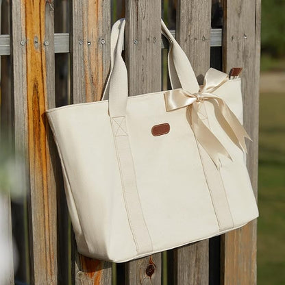 AW BRIDAL Monogram Canvas Tote Bag for Chrismas, Bridal Shower, Retirement, Birthday Gifts for Women Mom Wife Sister Friends