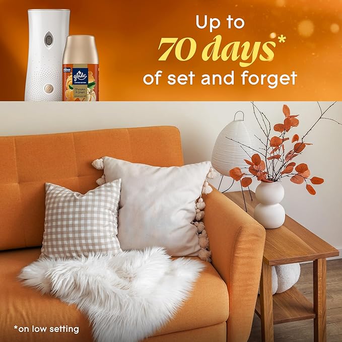 Glade Automatic Spray Refill, Pumpkin & Ginger, Scented Air Freshener for Home and Bathroom, 6.2 Oz, 3 Count