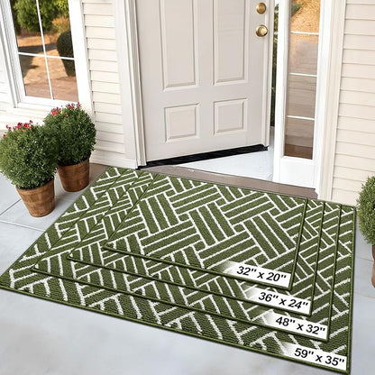OLANLY Indoor Door Mat, 48x32 Inch, Dirt Resistant and Absorbent, Non-Slip Rubber Backing Floor Mats, Easy Clean Low-Profile Doormat for Entryway, Front Door, and Inside Entrance, Green