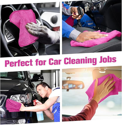 Tanlade Microfiber Cleaning Cloth 6"x6" Cleaning Rags Reasonable Kitchen Towels Microfiber Towels Cars Wash Dry Erase Cloth (Pink,30 Pcs)