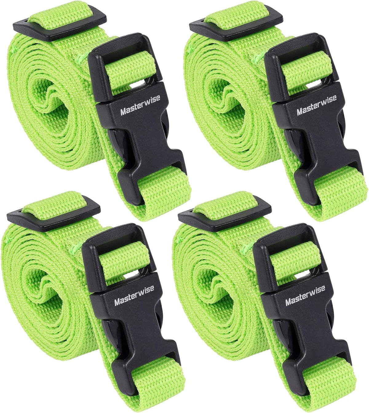 Buckle Straps with Clips, Adjustable Nylon Straps with Buckle, Packing Strap, Green 4 Pack (4‘x0.75“)