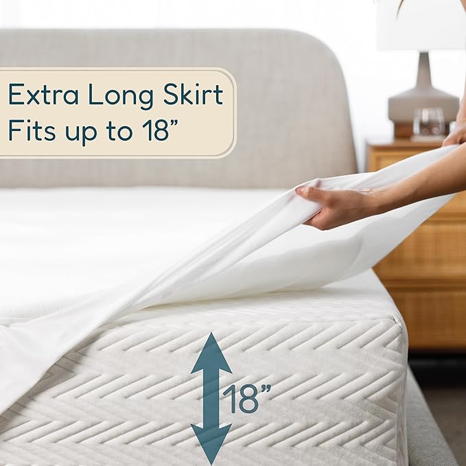 DreamOasis Waterproof Mattress Protector Twin Size - Premium Bamboo Viscose, Super Soft, Breathable, Machine Washable, Noiseless Bed Mattress Cover - White