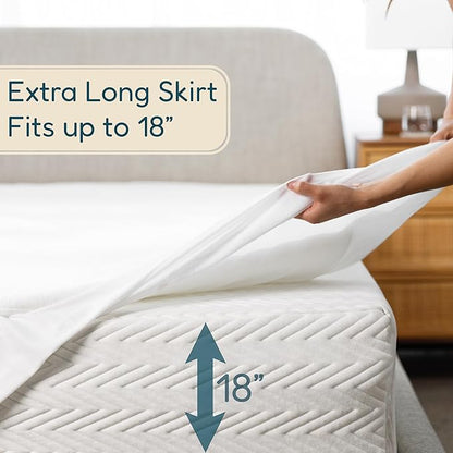 DreamOasis Waterproof Mattress Protector Queen Size - Premium Bamboo Viscose, Super Soft, Breathable, Machine Washable, Noiseless Bed Mattress Cover - White