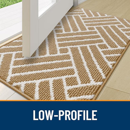 OLANLY Indoor Door Mat, 48x32 Inch, Dirt Resistant and Absorbent, Non-Slip Rubber Backing Floor Mats, Easy Clean Low-Profile Doormat for Entryway, Front Door, and Inside Entrance, Beige
