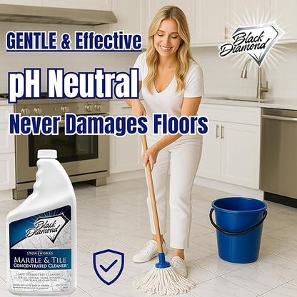 MARBLE & TILE FLOOR CLEANER. Great for Ceramic, Porcelain, Granite, Natural Stone, Vinyl and Brick. No-rinse Concentrate. (1-Quart)