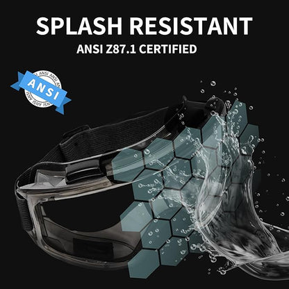 6 Pack Safety Goggles, ANSI Z87.1 Anti-Fog Lab Goggles, Adjustable Protective Eye Protection for Men