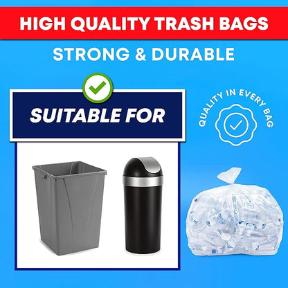 Tasker 30-33 Gallon Trash Bags Heavy Duty (Value 100/Bags w/Ties) Clear Large Plastic Recycling Garbage Bags. 30 Gal, 32 Gallon Clear Large Trash Bags