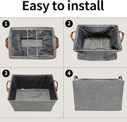 GRANNY SAYS Storage Baskets for Shelves, Closet Organizer Bins, Clothes Storage Bins with Metal Frame, Extra Large Baskets for Organizing and Storage, Collapsible, Gray, 2-Pack