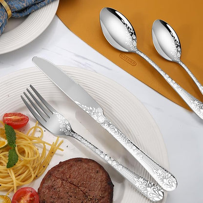 40 Piece Silverware Set, Stainless Steel Flatware Cutlery Set Service
