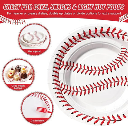 100 Pcs Disposable Baseball Party Tableware Set