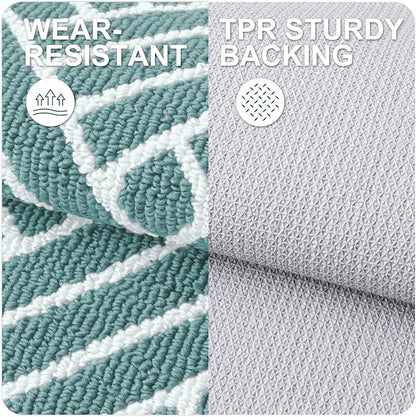 OLANLY Indoor Door Mat, 48x32 Inch, Dirt Resistant and Absorbent, Non-Slip Rubber Backing Floor Mats, Easy Clean Low-Profile Doormat for Entryway, Front Door, and Inside Entrance, Sage Green