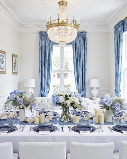 175pcs Blue and Silver Plastic Plates