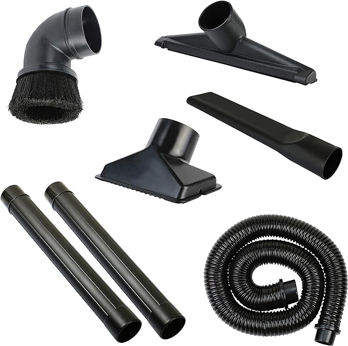 Shop Vac Accessories 2 1/2 inch Attachments (2.5 Wet Dry Vac Accessories - Extension Wands, Floor Brush, Dust Brush, Crevice Tool, Utility Nozzle, and Hose Kit (7-Pack Attachments)