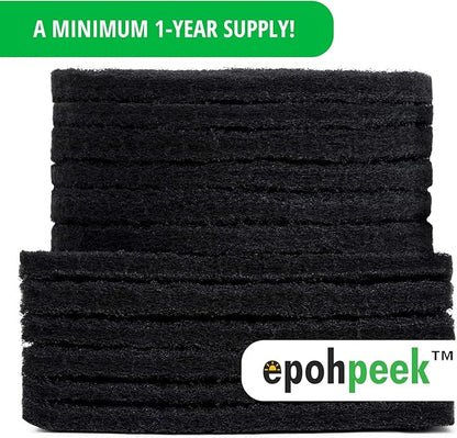 Epohpeek Compost Bin Filters Charcoal - Filter Replacement for Kitchen Pail Composter, 12 Pack Extra Thick (1cm) Fits Gallon Bucket Countertop Bins - Activated Carbon, 6 Round 6 Square, Both 6.5”
