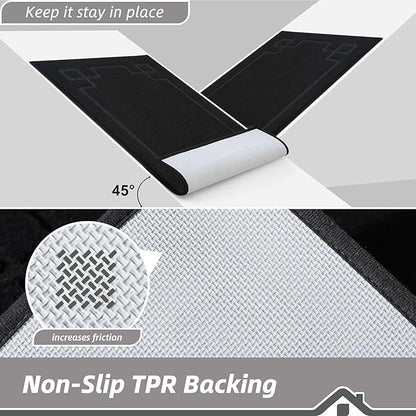 BEQHAUSE Door Mat 24" x 60", Non-Slip Door Mats Indoor Entryway Rugs Washable Low-Profile Absorbent and Stain Resist Floor Mats, Dog Door Mat for Front Back Door, Muddy Wet Shoes & Paws, Black