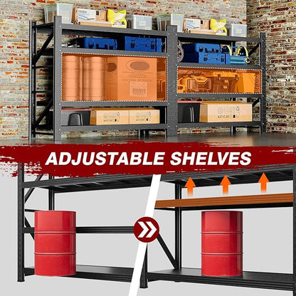 3000LBS Metal Steel Storage Shelves - 48" W Black 4 Tier Heavy Duty Rack Commercial Industrial Shelving with Adjustable Shelf for Basement Garage Warehouse Supermarket - 48" W x 24" D x 70" H