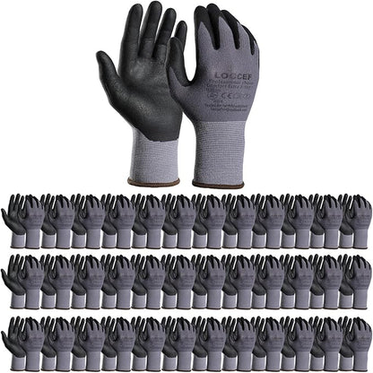 LOCCEF Safety Work Gloves MicroFoam Nitrile Coated-12 Pairs,Seamless Knit Nylon Gloves,Home Improvement,Micro-Foam Gloves