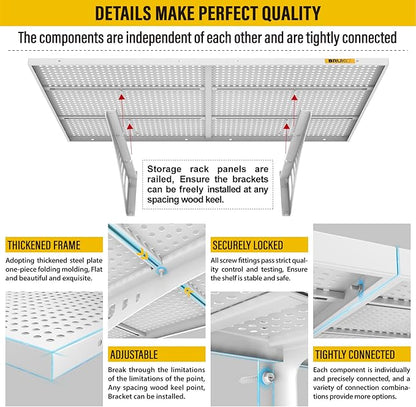 2Pack 2x3ft Adjustable Metal Garage Wall Shelving Heavy Duty Garage Storage Shelf Wall Mounted White
