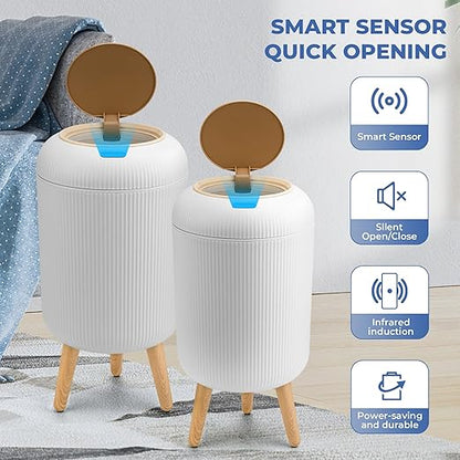 2 Pack Automatic Trash Can 12L /3 Gallon and 10L /2.64 Gallon Bathroom Trash Bin with Lid Touchless Small Smart Motion Sensor Garbage Cans for Kitchen, Bathroom,Living Room and Bedroom