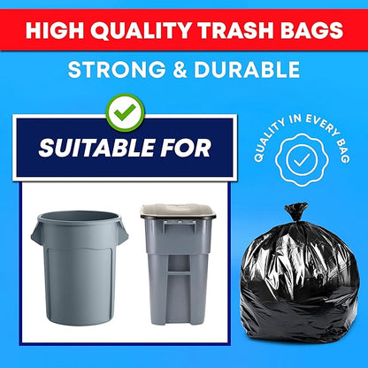 Tasker 65 Gallon Trash Bags Heavy Duty | 50 Count with Ties | Extra Large 64 Gallon Trash Bags for Toter | Garbage Bag 65 Gallon Trash Can Liners