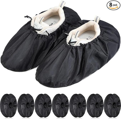 Frienda 8 Pairs Non Slip Reusable Shoe Covers Waterproof Boot Covers for Household Carpet Floor Protection Machine Washable (X-Large)