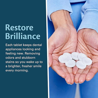 Overnight + Whitening Retainer Cleaner, Remove Stains, Discoloration, and Plaque | 4 Month Supply | Denture Cleanser with Whitening Boost,120 Tablets by M3 Naturals