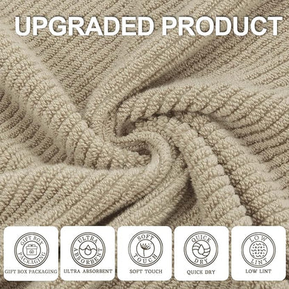 VOOVA & MOVAS Beige Face Cloths, (6PC, 13"x13") - 100% Cotton | Lightweight | Thick | Quick Dry | Soft | Absorbent, Wash Cloths for Showering & Bathroom, Bathroom Essentials, Dark Tan