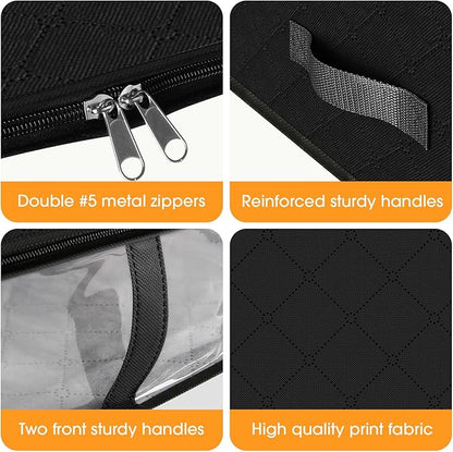 StorageRight Under Bed Storage Bins, 10-Pack 40L Foldable Fabric Storage Bags with Transparent Window, Breathable Organizer for Clothes/Blanket/Comforter/Quiltr, Black