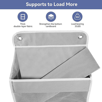 QINGUANG Over The Door Organizer,Hanging Organization And Storage, Behind Door Organizer with Side Pockets, 35 lbs Capacity,Anti Tilt, for Nursery, Bathroom, Bedroom,Dorm (4-Shelf)