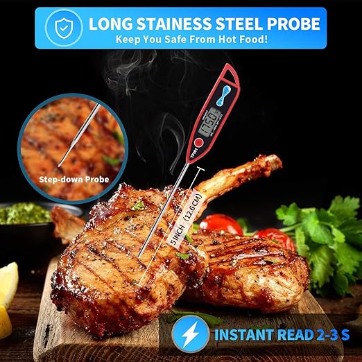 Yacumama Digital Water Thermometer for Liquid, Candle, Instant Read with Waterproof for Food, Meat, Milk, Long Probe