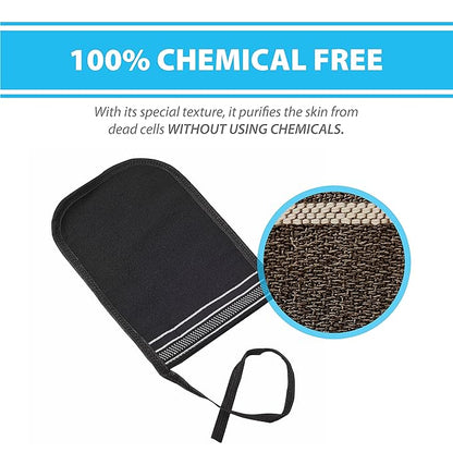 Turkish Exfoliating Gloves – Face & Body Exfoliation Mitts - Bath Hammam Spa Exfoliator Kese Glove - Body Scrub Glove to Remove Dead Skin – Brighten & Soften Skin – 4Pcs (Black & White)